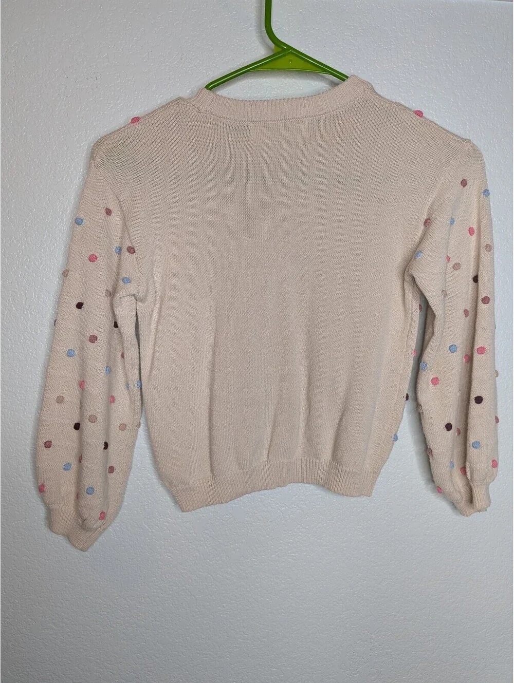H&M Girls Beige Multicolor Polka Dot Knit Sweater Size 4–6Y